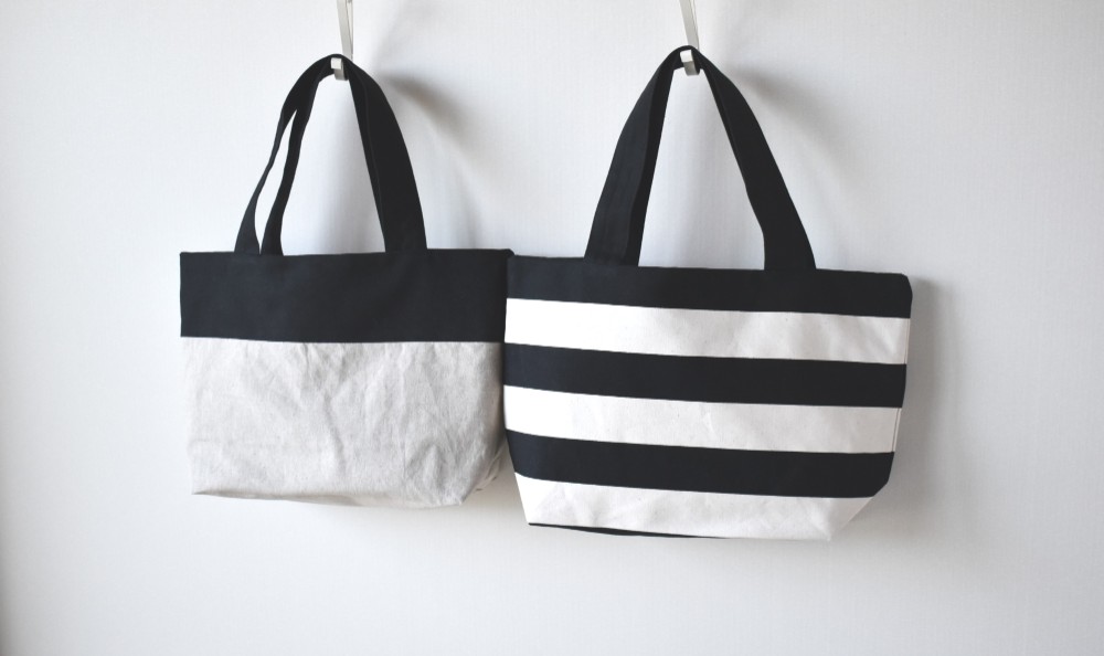 リバーシブルトートバッグ　ショルダーA4対応 Mサイズ（ボーダー）