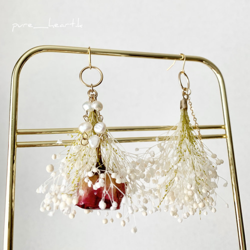 最終お値下げ！ 母の日 新品 淡水パール イヤリング バラ一輪デザイン  