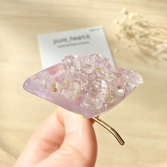 rhombus / こんぺいとう レジン ポニーフック (水晶, 淡水パール) 7枚目の画像