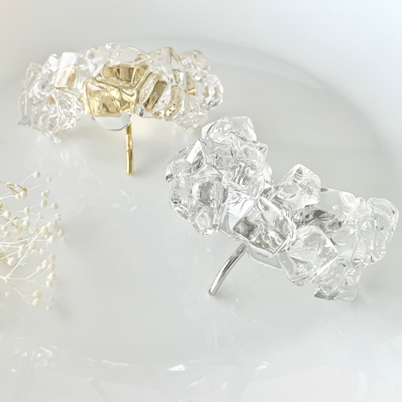 【再販10超】unmelted ice ポニーフック/水晶 クリスタル/金具 シルバーカラー/4月誕生石〈受注制作〉 9枚目の画像