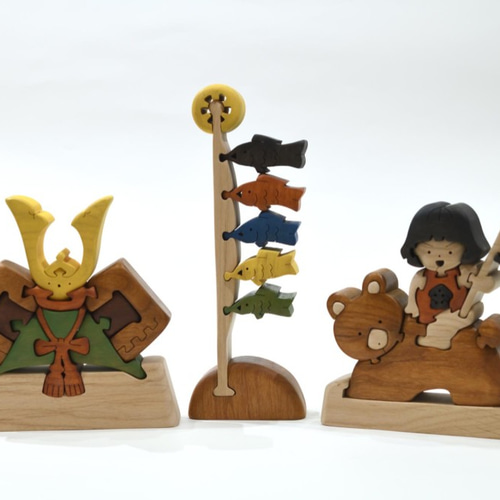 兜・金太郎・鯉のぼりの木製パズルセット（特大サイズ） 其他生活雜貨