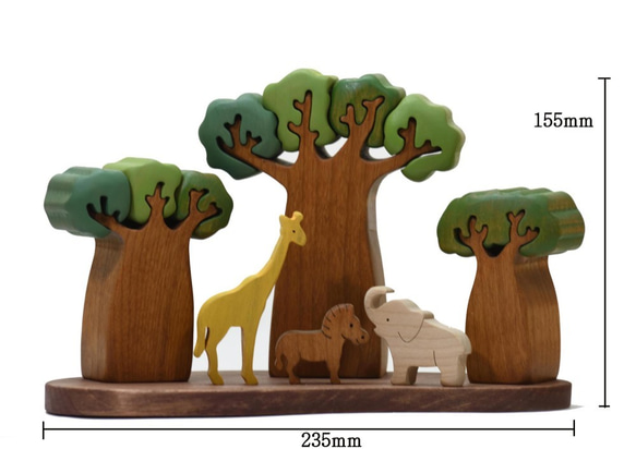 バオバブの森とゾウの親子のパズル 4枚目の画像