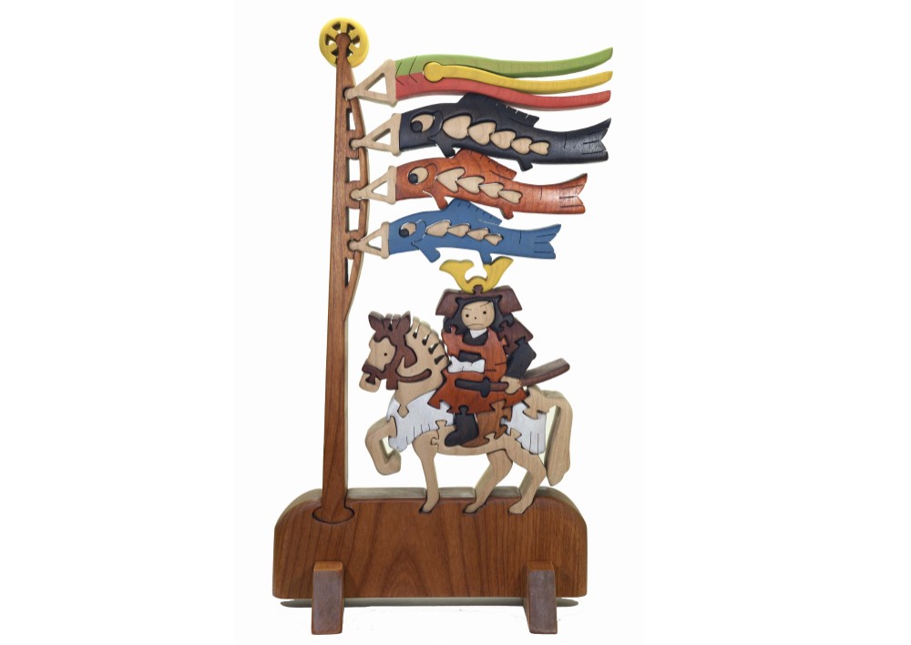 コイノボリ（若武者）色付きの木製パズル