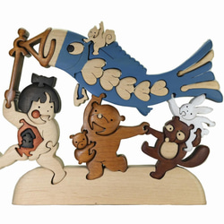 コイノボリと金太郎（色付き）の木製パズル 1枚目の画像