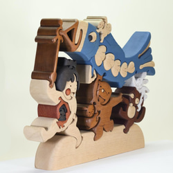 コイノボリと金太郎（色付き）の木製パズル 2枚目の画像