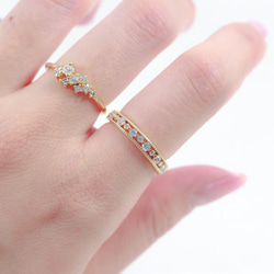 【MR10】華奢な透かしレースの指輪／K18YG仕上げ　キラキラCZダイヤモンド　重ね付けに 11枚目の画像