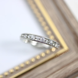 【MR12】華奢な透かしレースの指輪／pt900仕上げ仕上げ　キラキラCZダイヤモンド　重ね付けに 4枚目の画像