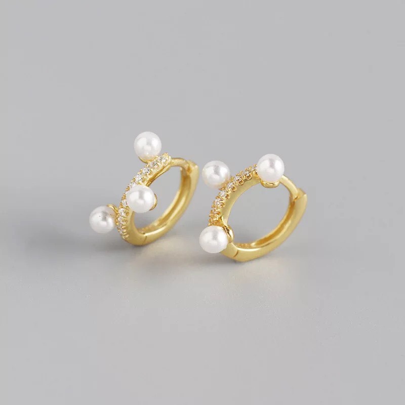 【MFP08】【K18YG】ワンタッチフープピアス　パール＆ダイヤ／アレルギー対応／つけっぱなしOK ールイヤリング可