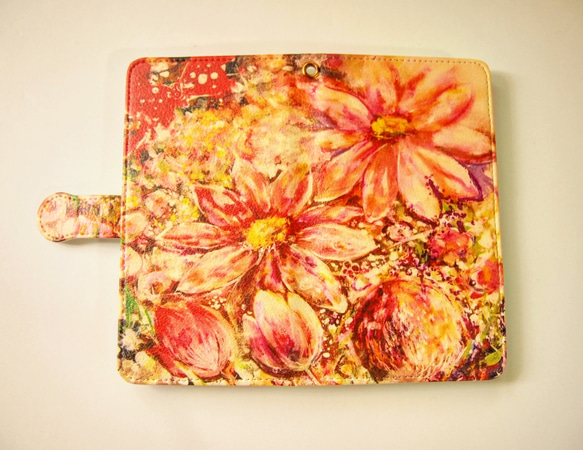 受注制作　bright flower 手帳型スマホケース 1枚目の画像