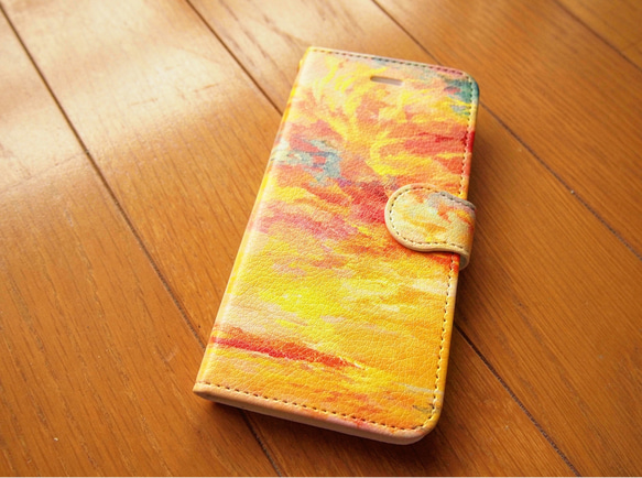 受注制作／sunset 空と海の絵 手帳型スマホケース 4枚目の画像