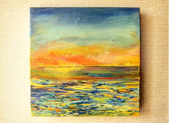 朝焼けの空と海の絵 絵画 むらいさき 通販 5542364｜Creema