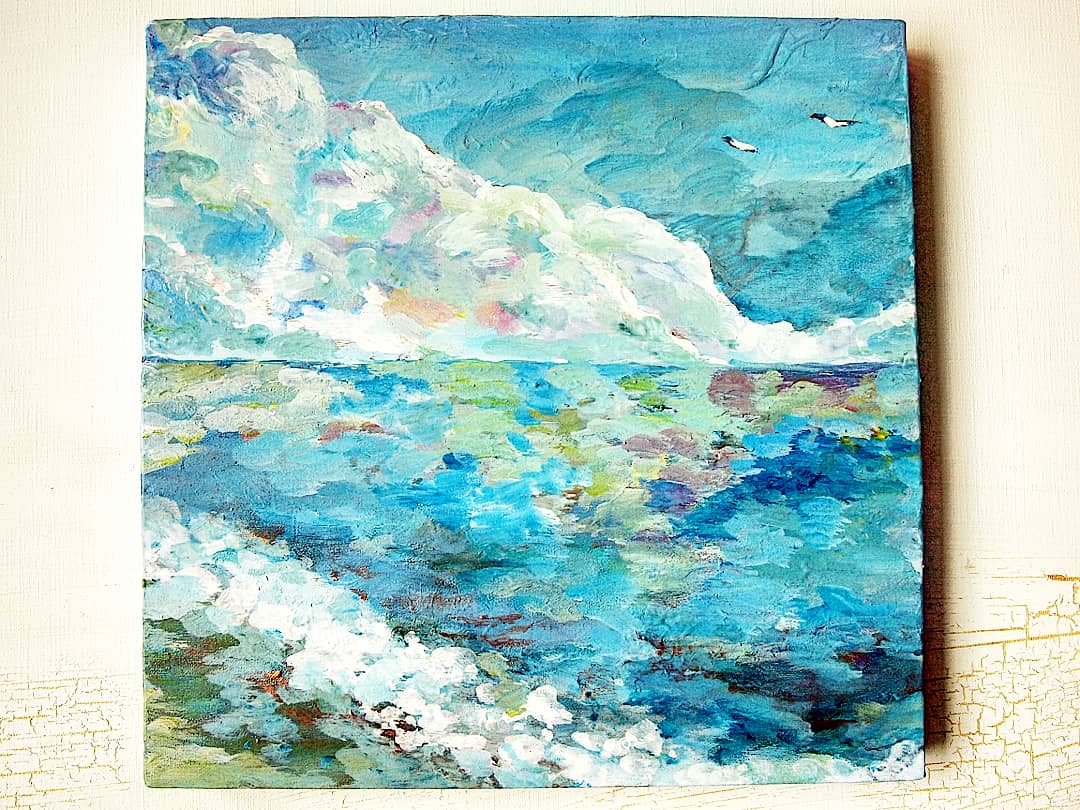雲 海 紫 油絵