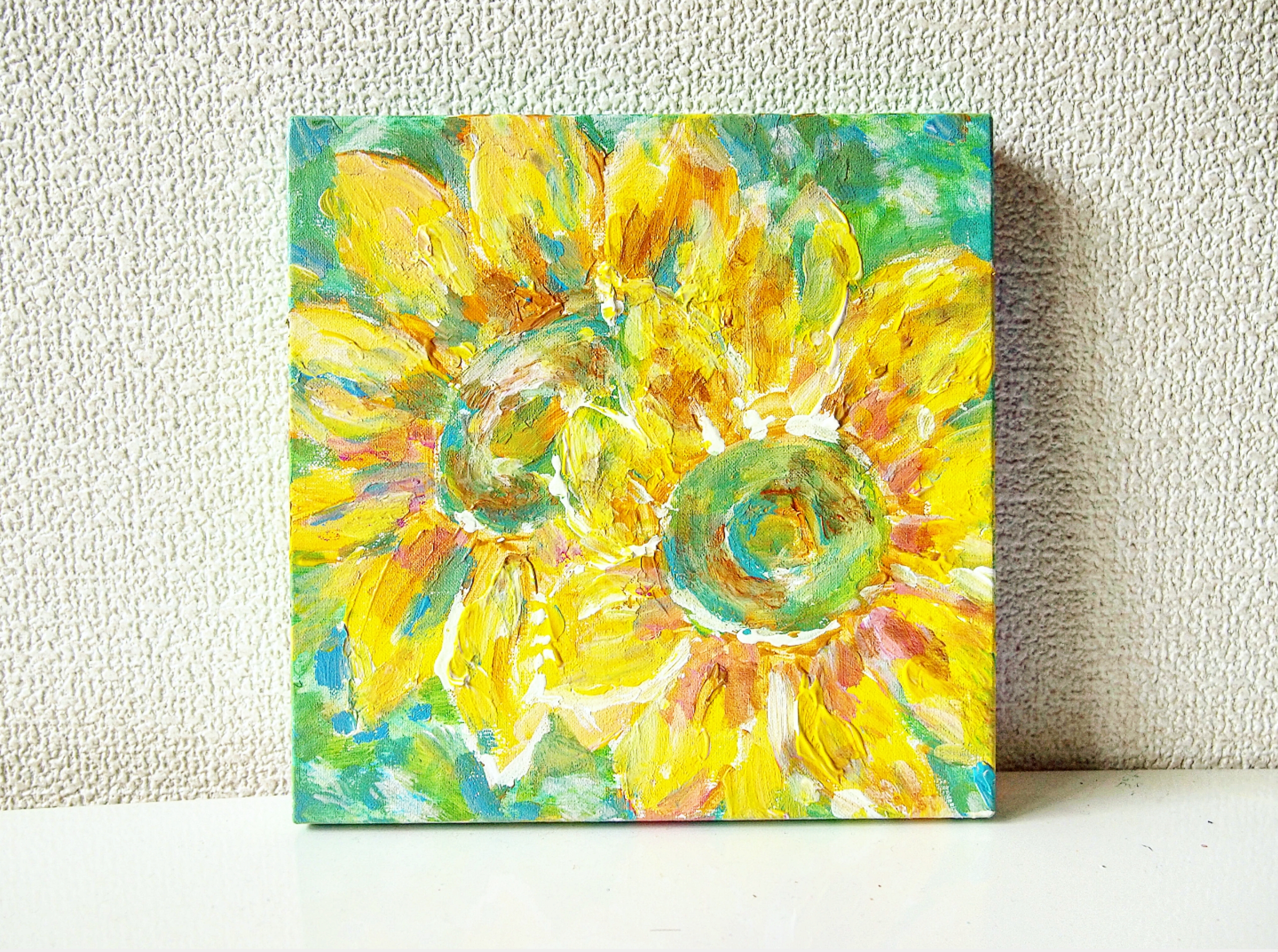 ふたつの 向日葵の絵 絵画 むらいさき 通販 5991216｜Creema