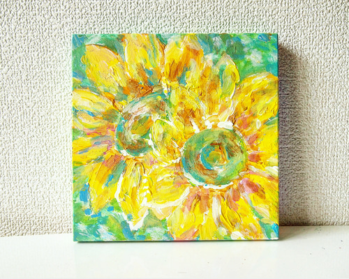 ふたつの 向日葵の絵 絵画 むらいさき 通販 5991216｜Creema
