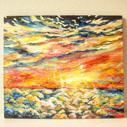 油絵 海 雲 紫