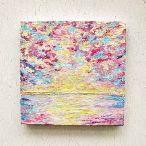 22×27㎝「陶器の装飾が施された鏡台のある部屋」F3・油彩画・原画 絵画 