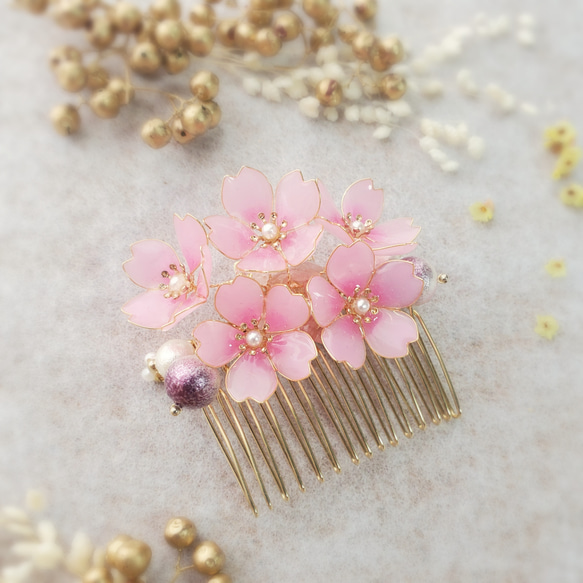 桜のヘアアクセサリー/ヘアコーム コーム 実花 通販 12241900｜Creema  