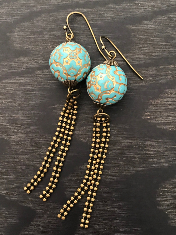 SALE!!】アジアの提灯のようなピアス/イヤリング(Blue) ピアス（フック 