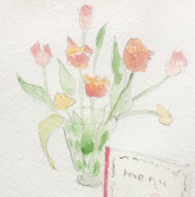 【原画販売】チューリップのブーケ　水彩画 水彩画「チューリップ」原画 絵画 Mayumi 通販 10016094｜Creema