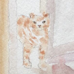 水彩アート「薔薇とシャム猫」1点物、手描き、真筆。 色鉛筆画 ポストカード 絵葉書 ネコ 猫 ねこ 手書きイラスト