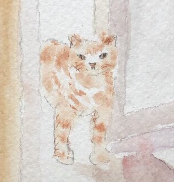 猫の絵 ハンドメイド 原画 猫の絵 ハンドメイド 原画 猫の絵 328 水彩画 原画 サビ猫