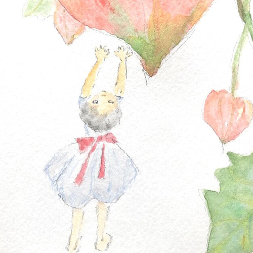 水彩画「ほおずき」原画 絵画 Mayumi 通販 10084635｜Creema