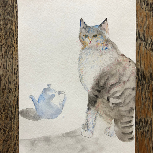 水彩画「猫」原画 絵画 Mayumi 通販 10097650｜Creema(クリーマ)