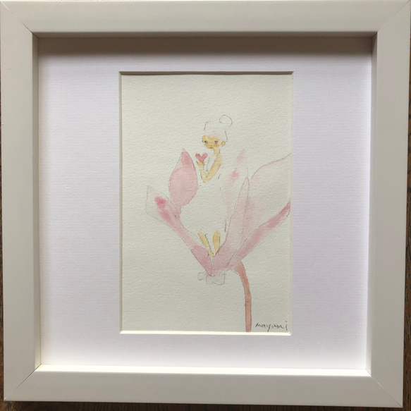 透明水彩画原画ピンクのシクラメン 透明水彩画原画ピンクのシクラメン