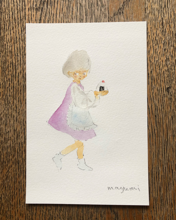 水彩画「おにぎりできたよ」原画 1枚目の画像