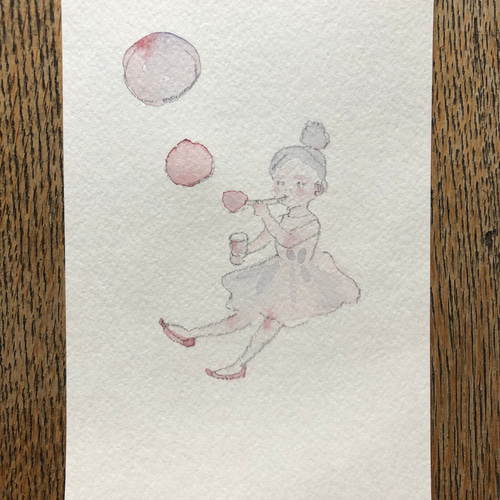 水彩画「ひとり」原画 絵画 Mayumi 通販 9883537｜Creema(クリーマ 