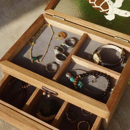 shouzhuo手作り---二層ジュエリーボックス ネックレス・ペンダント 守