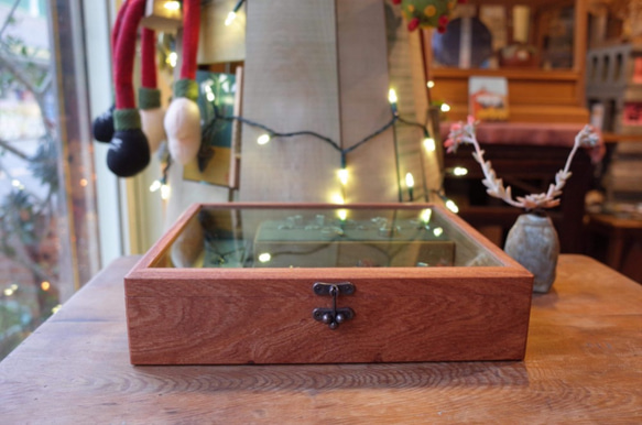 木製ガラスケース ディスプレイキャビネット アウトオブプリントグリーンガラスローズウッドガラススタイルは