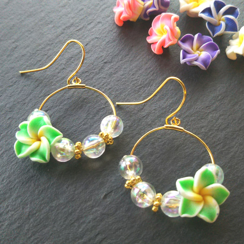 フラダンス♡プルメリアのフープピアス(イヤリング)≪送料無料