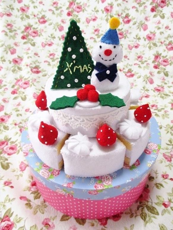 フェルト クリスマスケーキ ままごと 手作り 知育 おもちゃ・人形