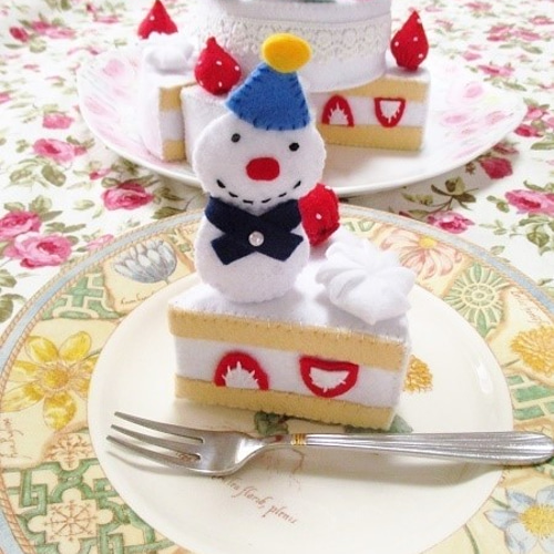 フェルト クリスマスケーキ ままごと 手作り 知育 おもちゃ・人形