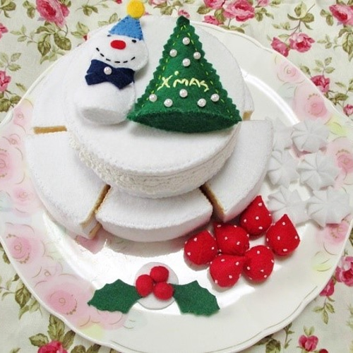 フェルト クリスマスケーキ ままごと 手作り 知育 おもちゃ・人形