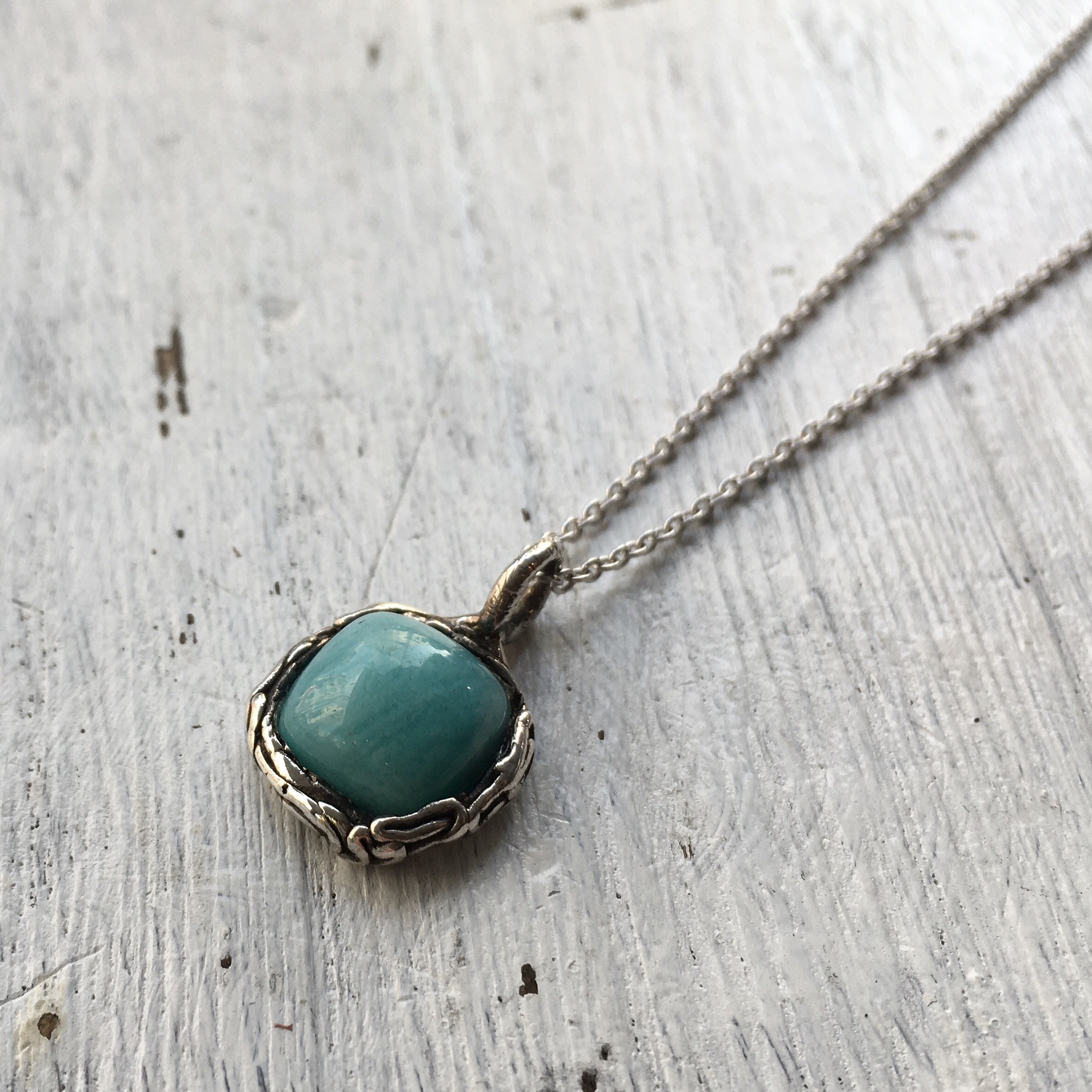 ”メロンシャーベットのようなアマゾナイト”一点物ペンダントsilver925