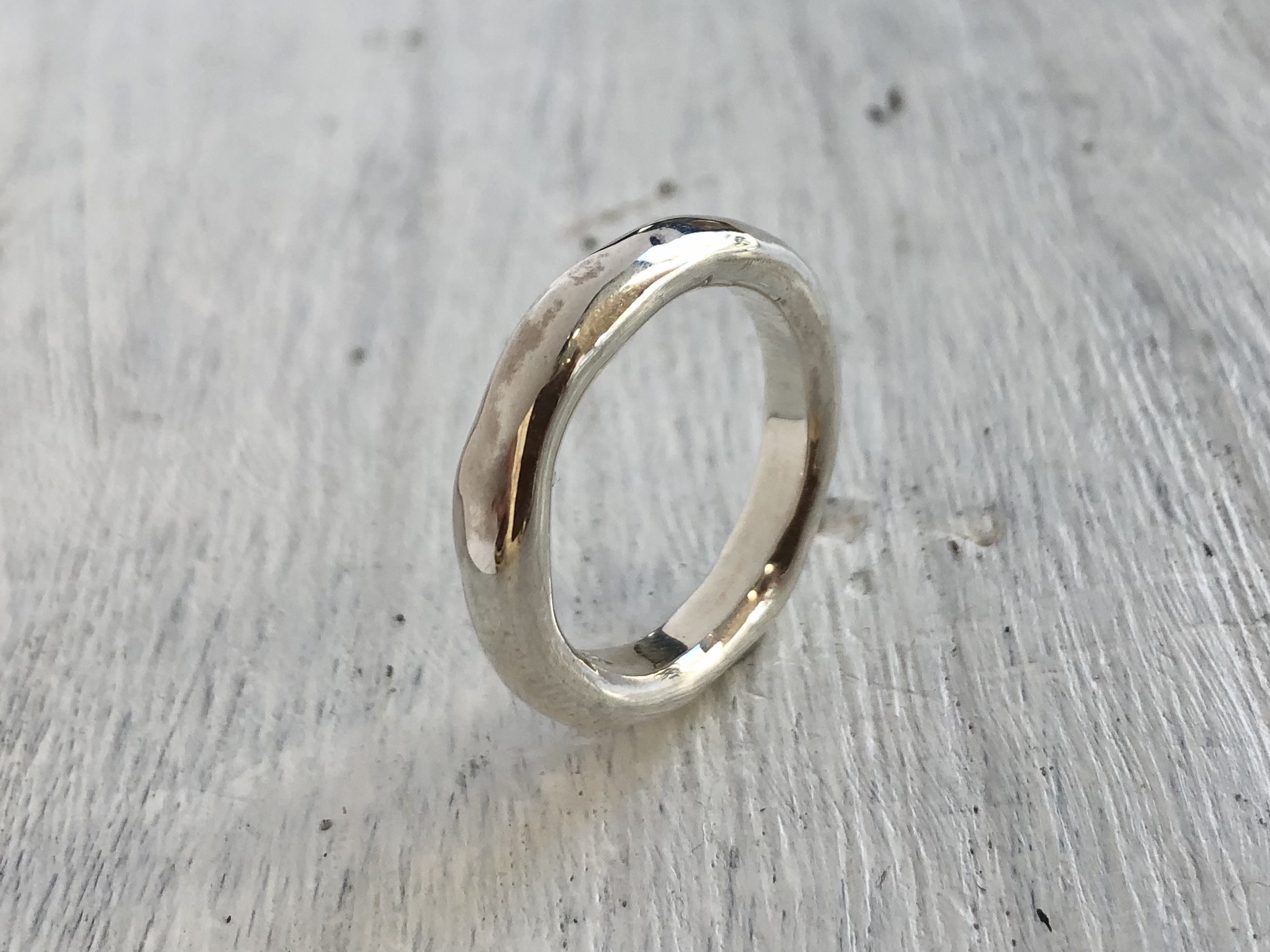 ドーナツのような甲丸リング【S】silver925 /一点物/No.00195922