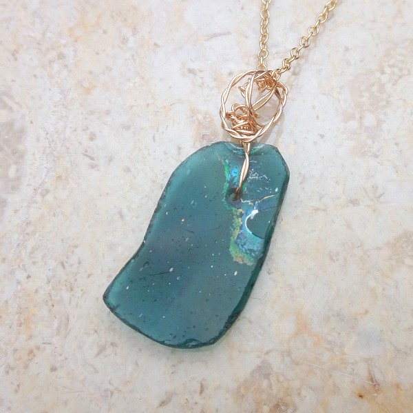 古代の神秘"ローマングラス&14KGF"ペンダント No.33 [00193591]