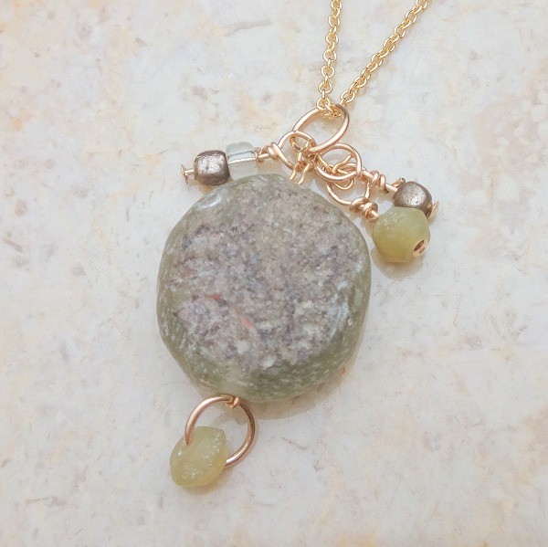 古代の神秘"ローマングラス&14KGF"ペンダント No.35 [00193589]