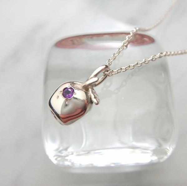 【選べる誕生石】【写真/ 2月誕生石：アメジスト 】りんごペンダント　N666SS