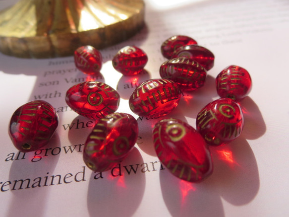 *♥*Vintage Bohemian Glass Egyptian Wadjet Eye Beads 7pcs*♥* 1枚目の画像