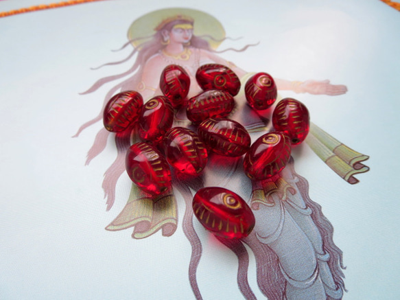 *♥*Vintage Bohemian Glass Egyptian Wadjet Eye Beads 7pcs*♥* 2枚目の画像