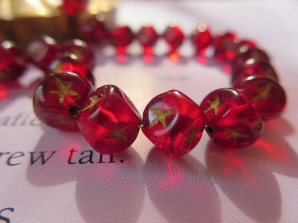 *♥*Vintage Bohemian Glass Gold Star Beads*♥* 3枚目の画像