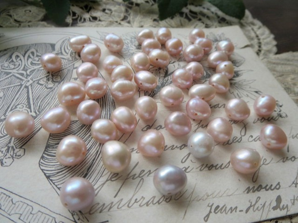 *♥*Freshwater Pearls Rose Mist* 淡水パール ローズミスト 47個*♥* 2枚目の画像