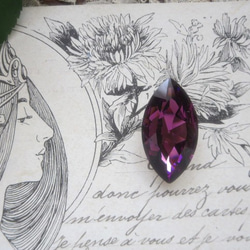 *♥Vintage Swarovski Crystal Stone 4227 Navette Amethyst♥* 3枚目の画像