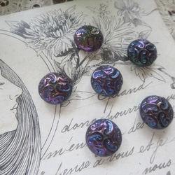 *♥*Czech Art Deco Glass Beads Iridescent Purple*♥* 2枚目の画像