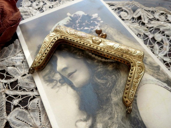 *♥Art Nouveau Antique Purse Flame Gold アールヌーボー 口金♥* 3枚目の画像