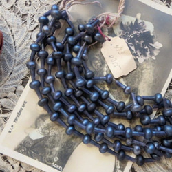 *♥Antique French Souffle Glass Beads Smoky Indigo Blue*♥* 1枚目の画像