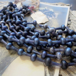 *♥Antique French Souffle Glass Beads Smoky Indigo Blue*♥* 2枚目の画像